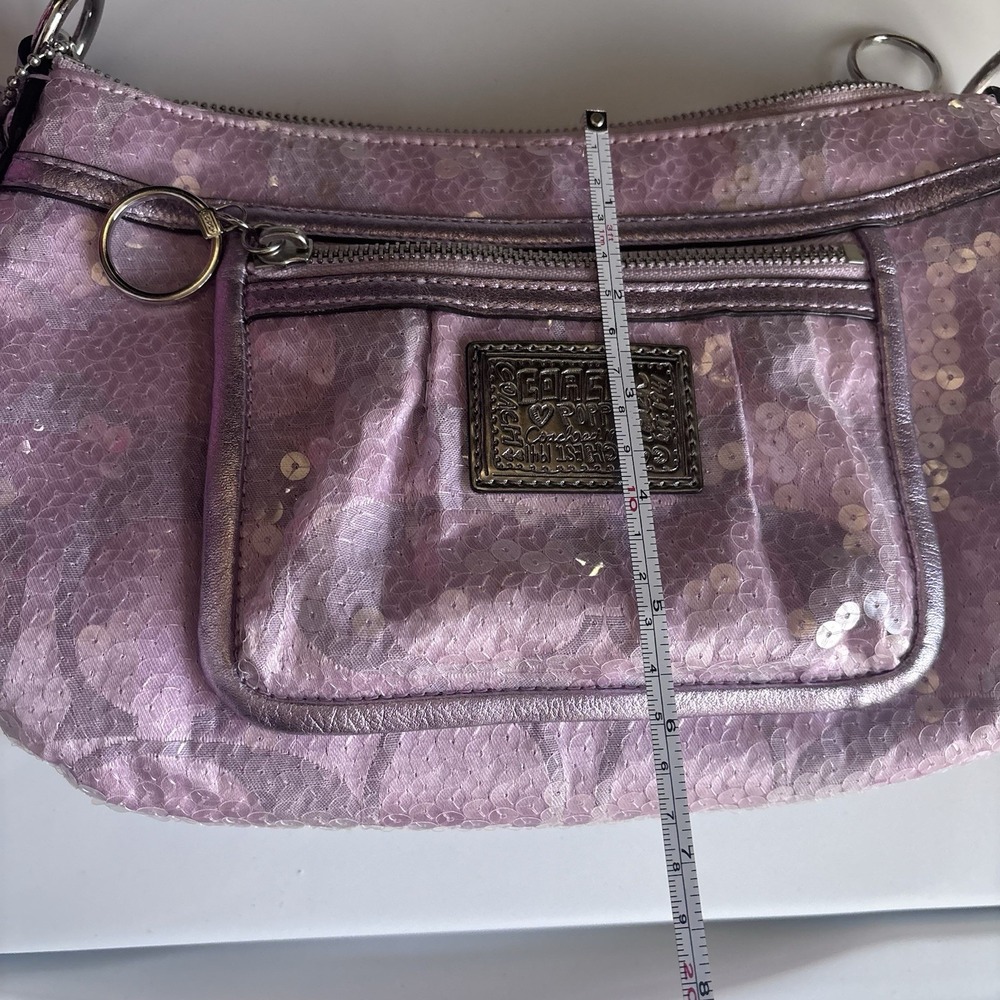 Vtg COACH Poppy Pink Purple Sequin Signature C Shoulder Bag Mcbling Y2K - Picture 14 of 14